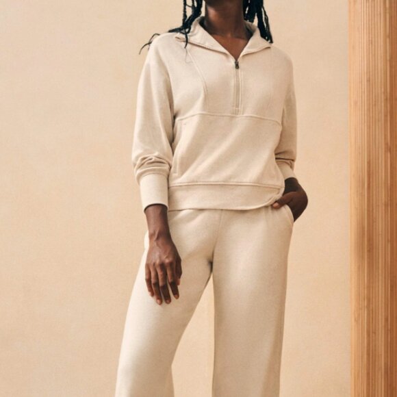 Faherty Legend™ Lounge Half Zip Sweatshirt - Off White - Picture 1 of 7